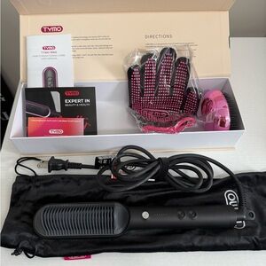 TYMO Hair Straightening Brush Set - Black and Pink